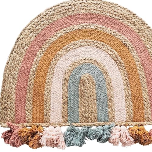 LEVASSEUR Kids tapis enfant arc-en-ciel jute 72x52cm