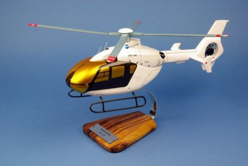 Maquette bois hélicoptère EC-135 1/25e socle acacia