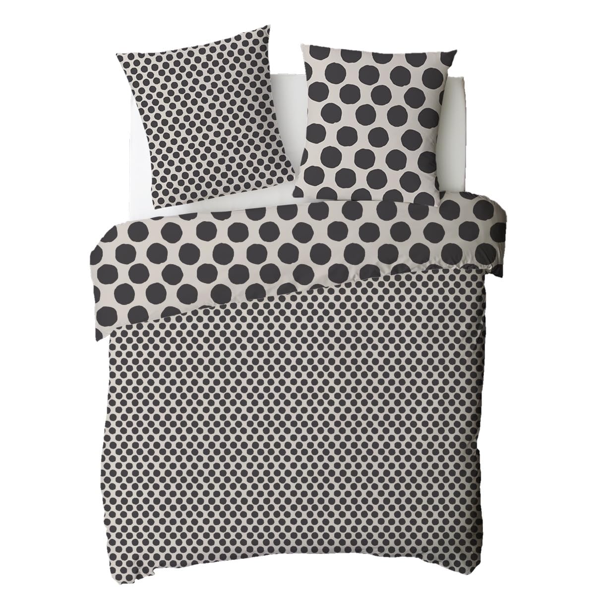 Levasseur Nico pois parure de lit noir 240x220cm coton
