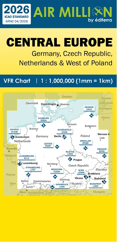 Editerra Air Million Europe Centrale carte 2026 1/1M