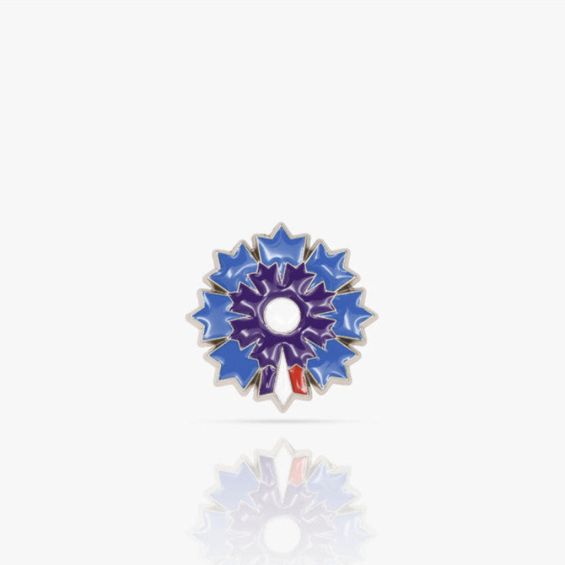 Bleuet de France pétale tricolore pin's fleur 45mm papier vernis