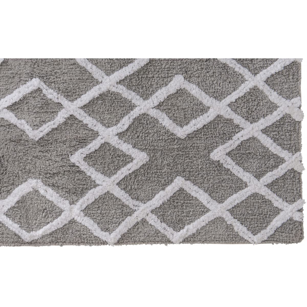 Levasseur Sol tapis 60x120 cm gris losanges coton
