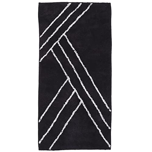 LEVASSEUR Neo Tapis de bain coton noir géométrique 60x120cm