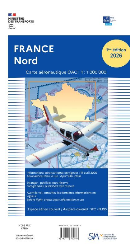 La Boutique du Pilote VFR France Nord 2026 carte aéronautique SIA