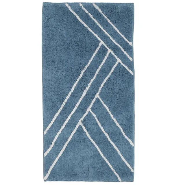 Levasseur Neo Tapis de bain coton 60x120cm bleu géométrique