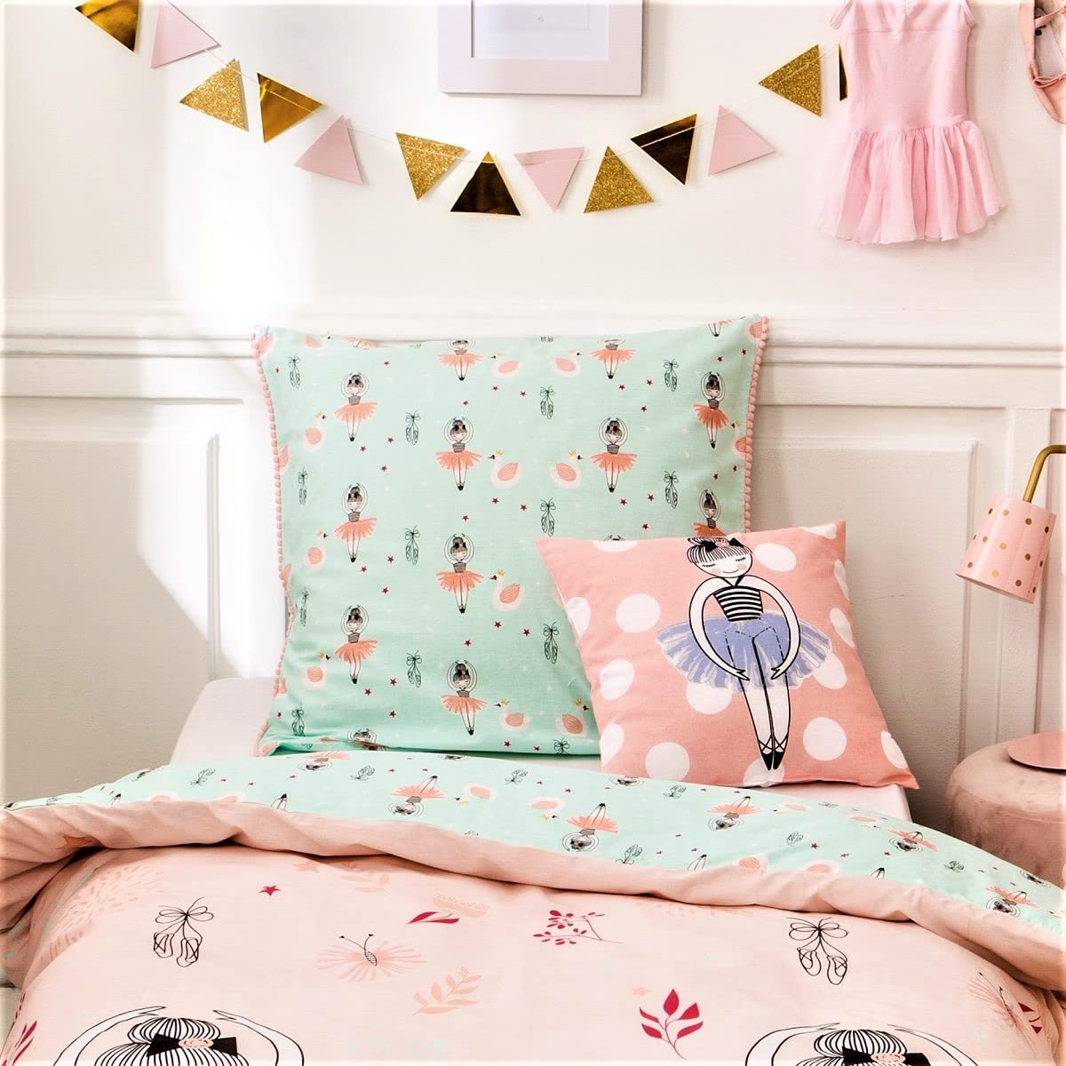 LEVASSEUR Kids Danseuse Coussin enfant coton 40x40cm rose
