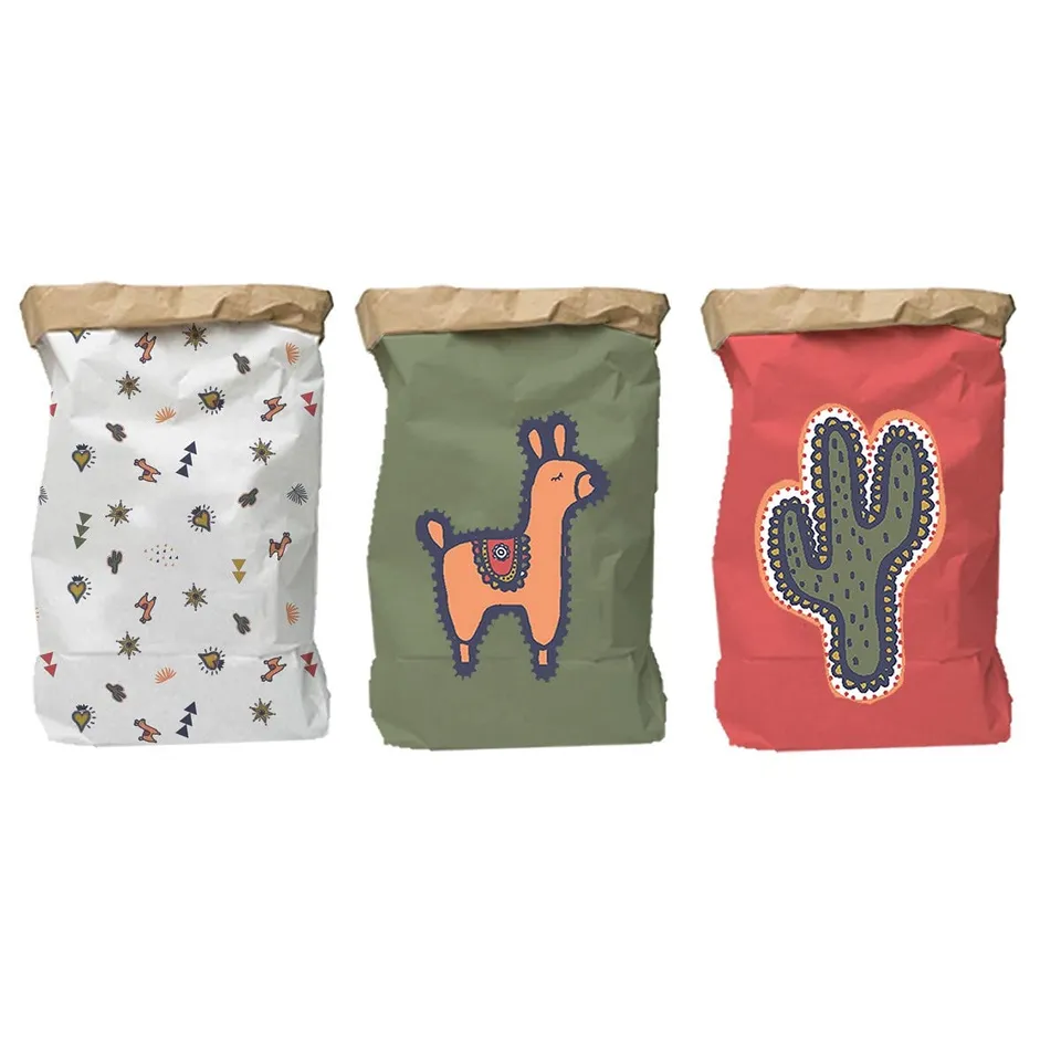 Future Home Lalama Lot 3 Sacs Rangement Kraft Blanc Kaki Rose