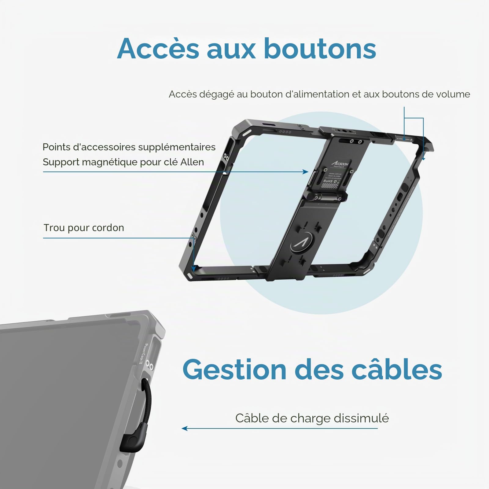 Accsoon PowerCage Pro II Cage iPad Pro 12,9" Alu NP-F