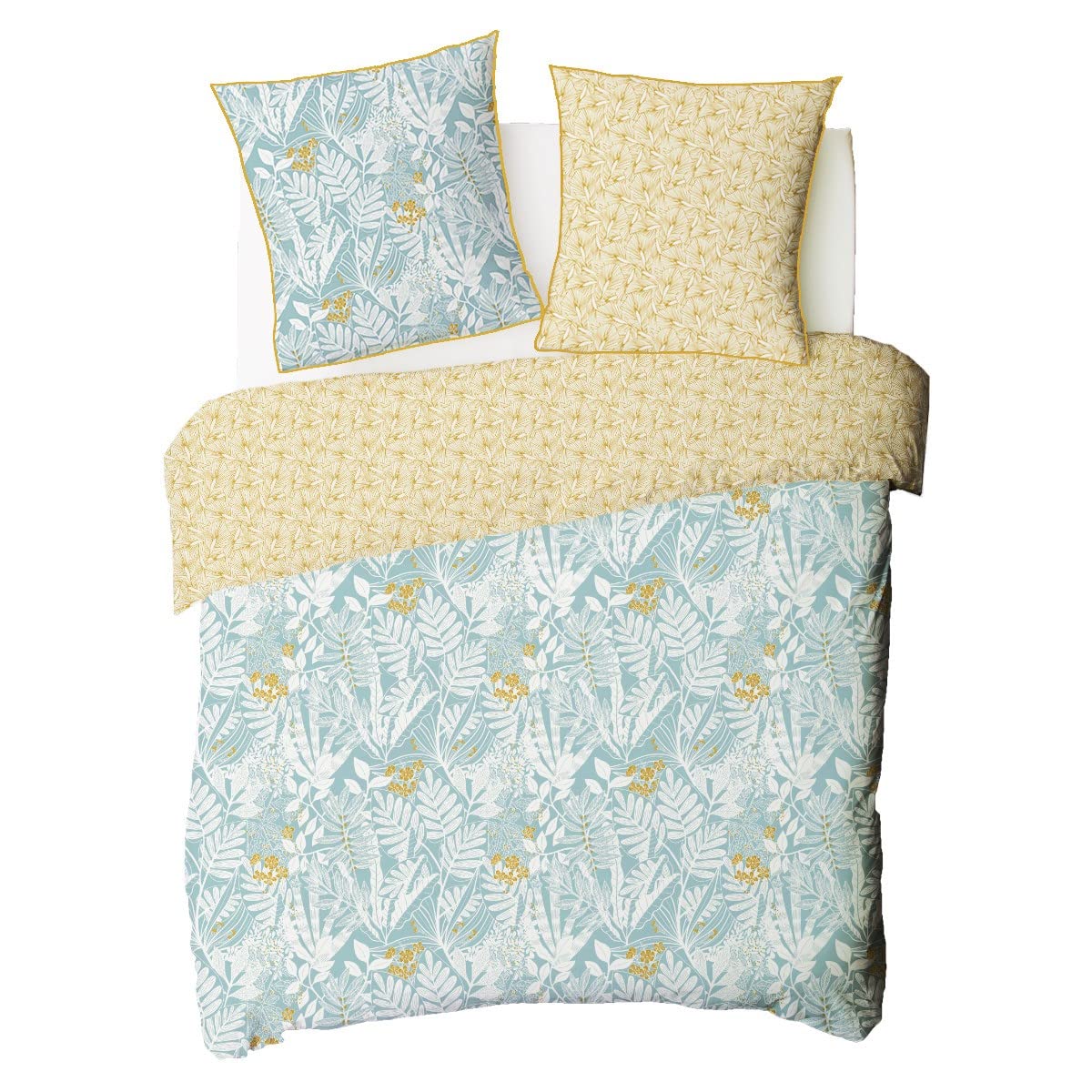 Levasseur Feroe Parure lit coton jaune curry 240x220cm