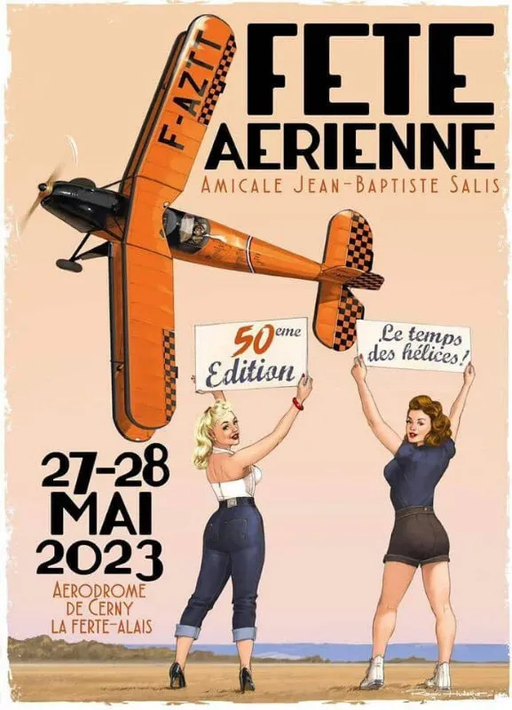 La Boutique du Pilote Affiche Ferté-Alais 2023 poster 50x70 Hugault