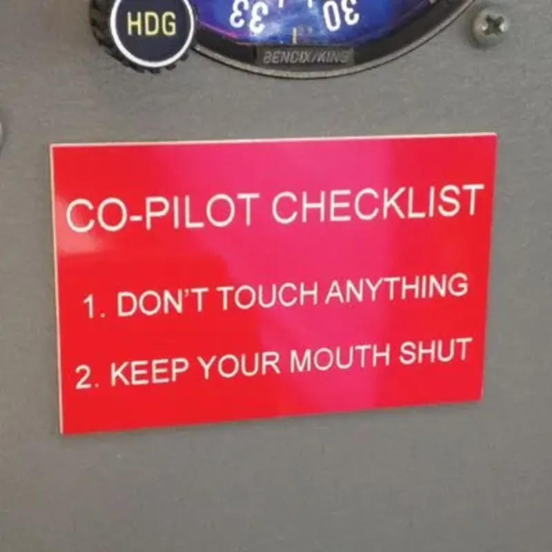 Co-pilot Plaque autocollante checklist PVC 7,5 cm