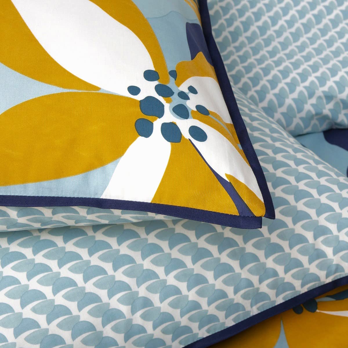 Levasseur Flore Parure Percale 240x220 Bleu Réversible