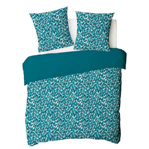 LEVASSEUR Nelly parure de lit coton bleu canard 260x240cm