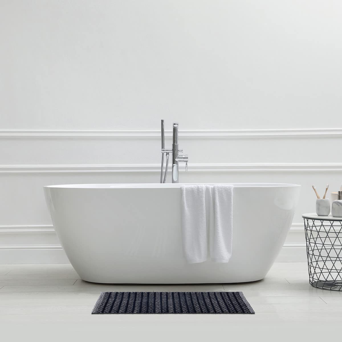 LEVASSEUR Sol tapis de bain chenillé marine 50x80cm polycoton