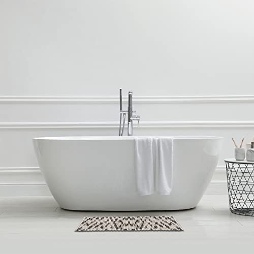 LEVASSEUR tapis de bain réversible gris blanc 50x80cm