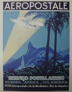 Air France Aéropostale affiche lithographie 50x70 musée