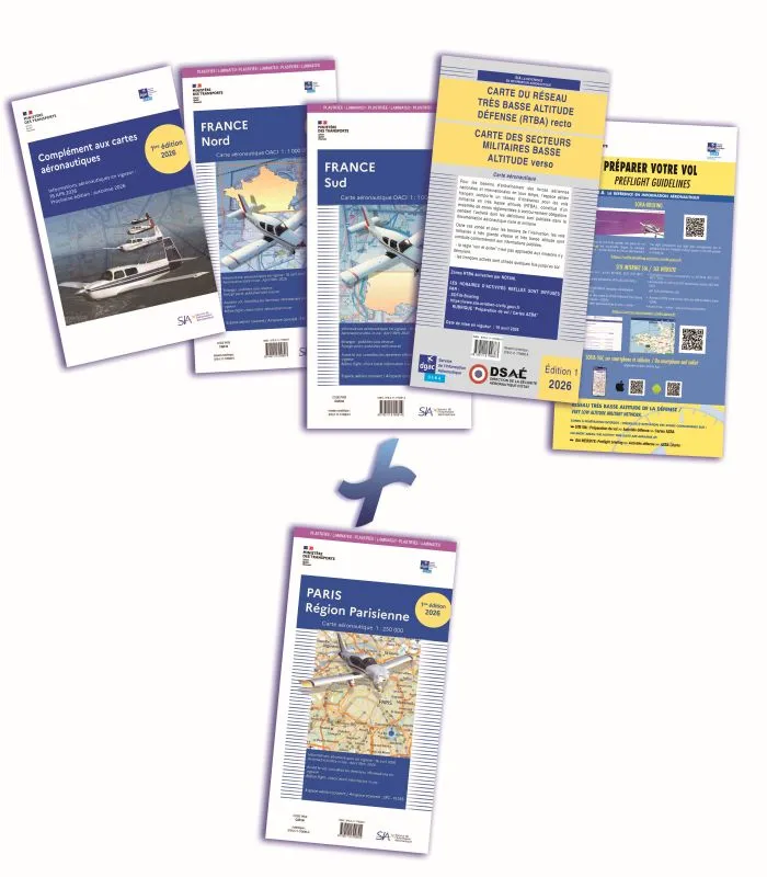 SIA Documents VFR 2026 cartes plastifiées + Parisienne 1/250000