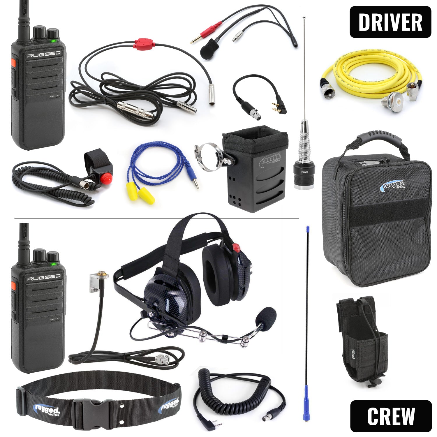 Rugged Air RDH16 kit NASCAR intercom long track