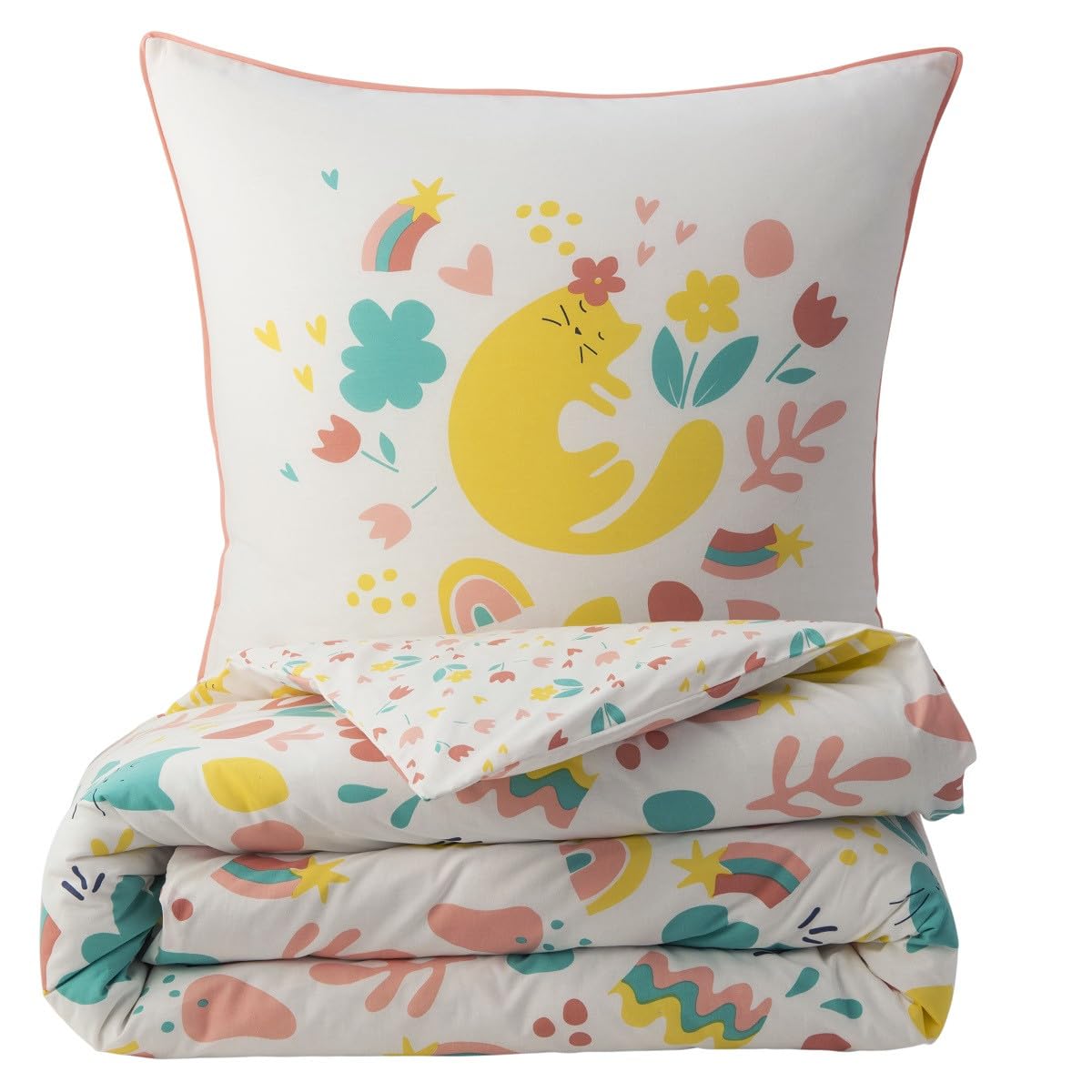 Future Home Kids Parure de Lit 140x200 Chat Fille Coton
