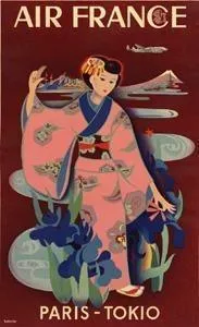 Musée Air France Paris Tokyo Affiche 50x70 1952