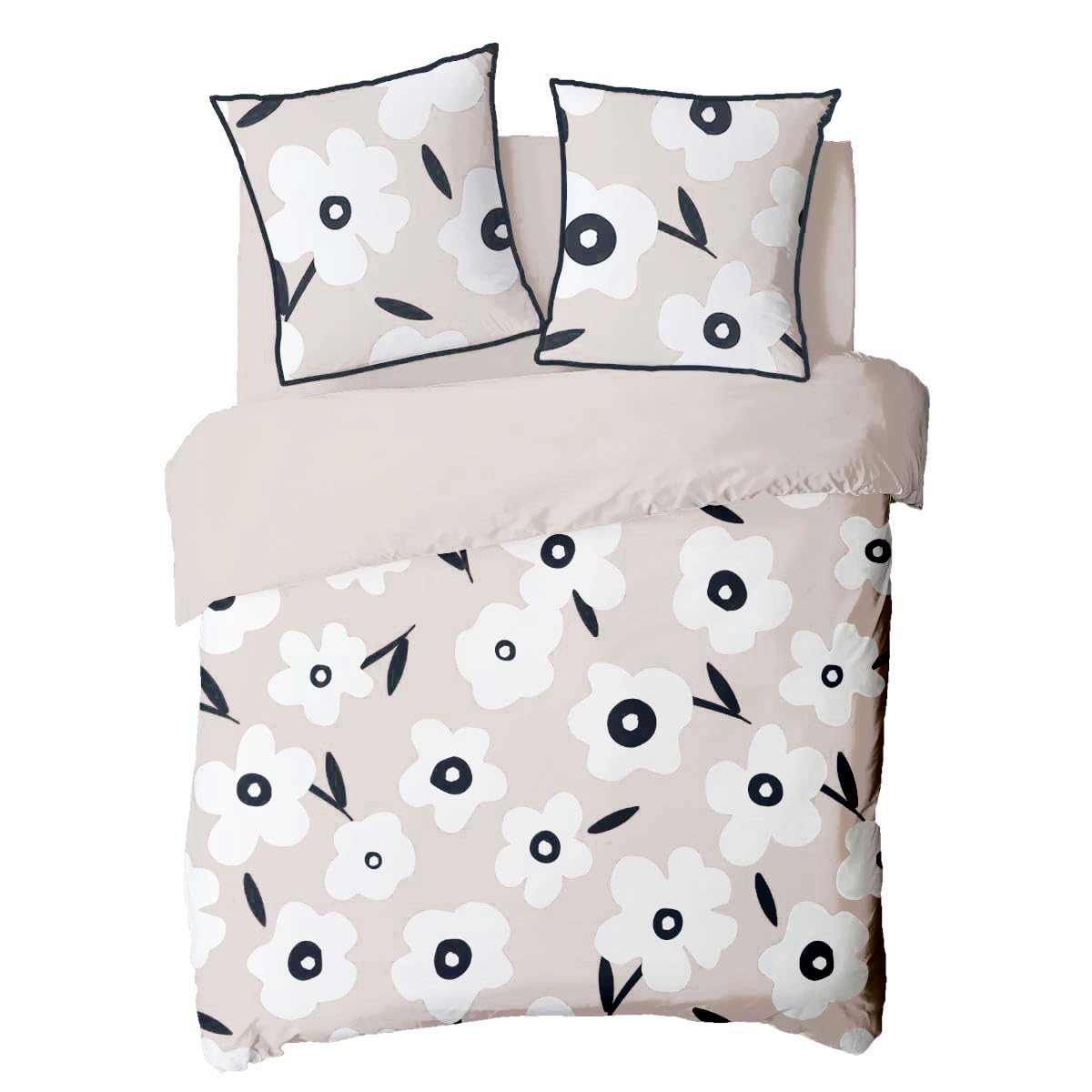 Levasseur Linge de lit Lena parure coton beige fleur 240x220