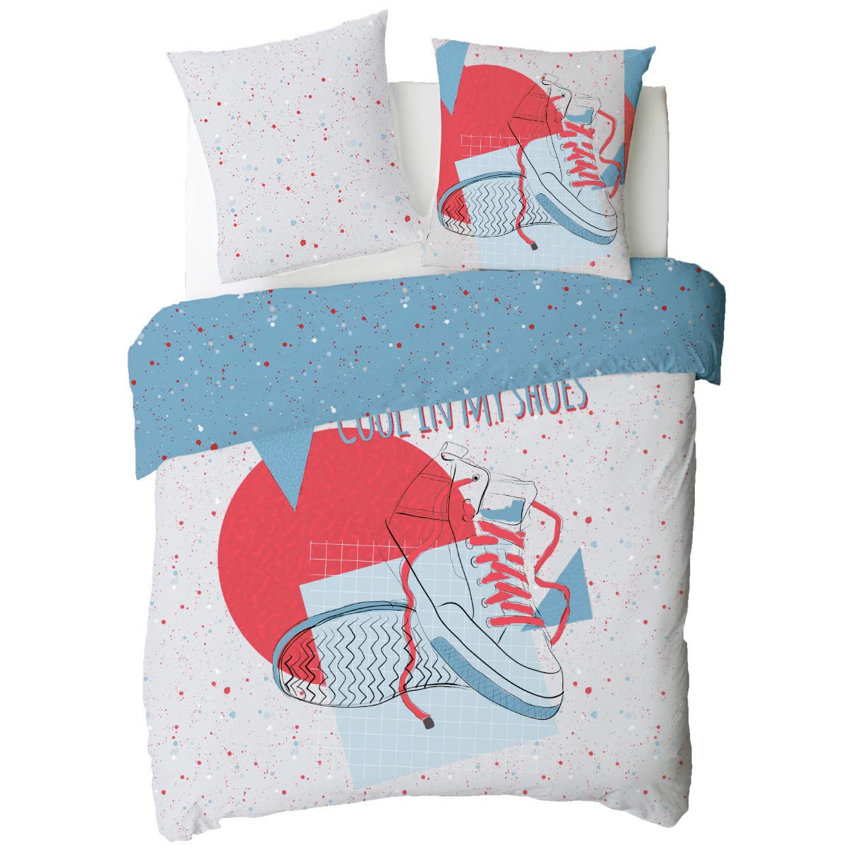 Future Home Cool Parure de Lit Coton Blanc Rouge 140x200cm