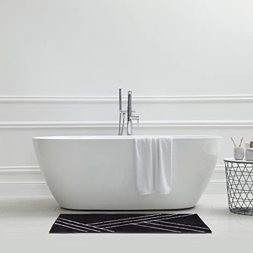 LEVASSEUR Neo Tapis de bain coton noir géométrique 60x120cm
