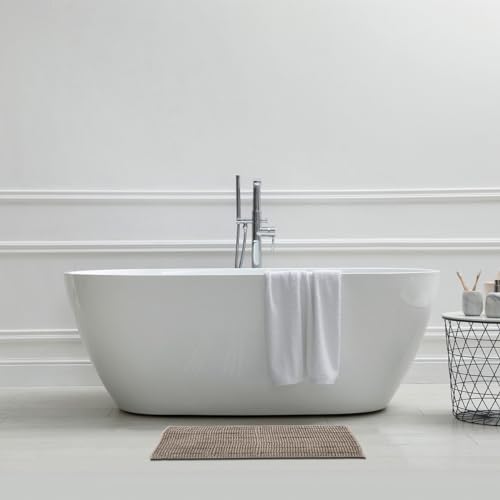Levasseur Stripy Chenille tapis de bain taupe 50x70cm antidérapant