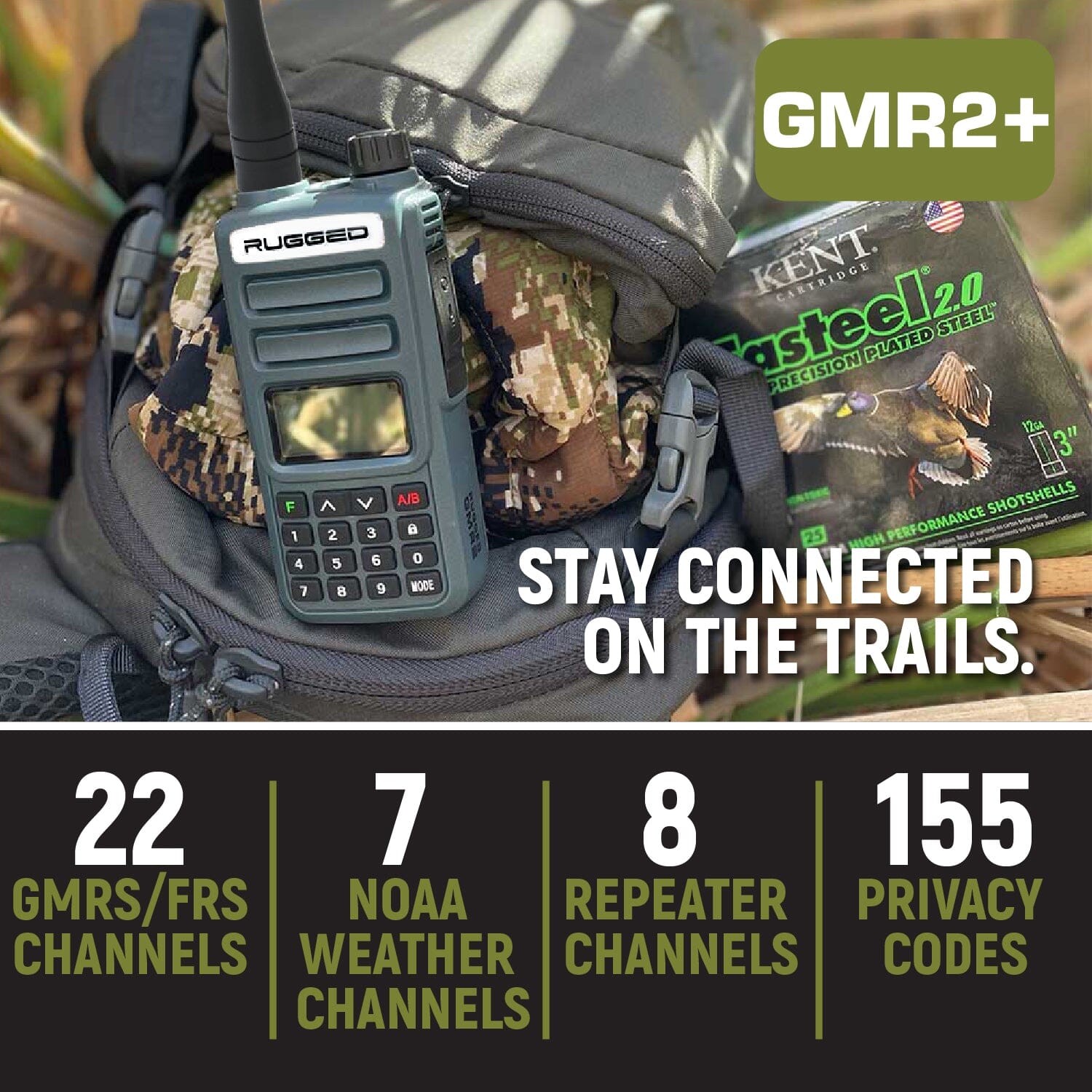 Rugged Air GMR2-PLUS talkie-walkie GMRS 22 canaux