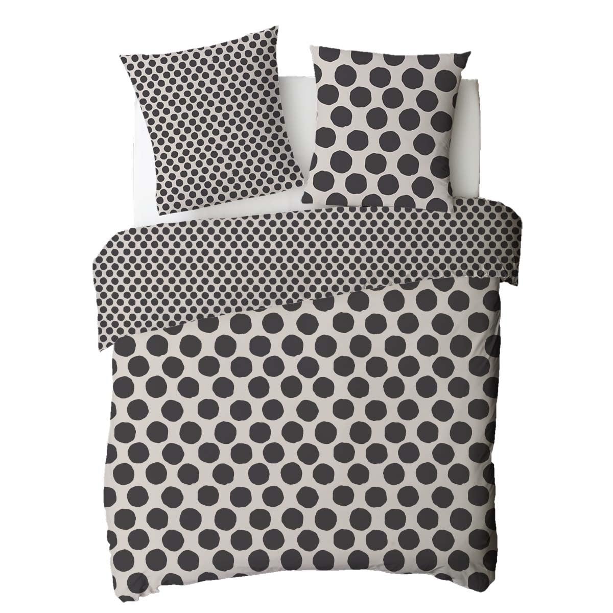 Levasseur Nico pois parure de lit noir 240x220cm coton