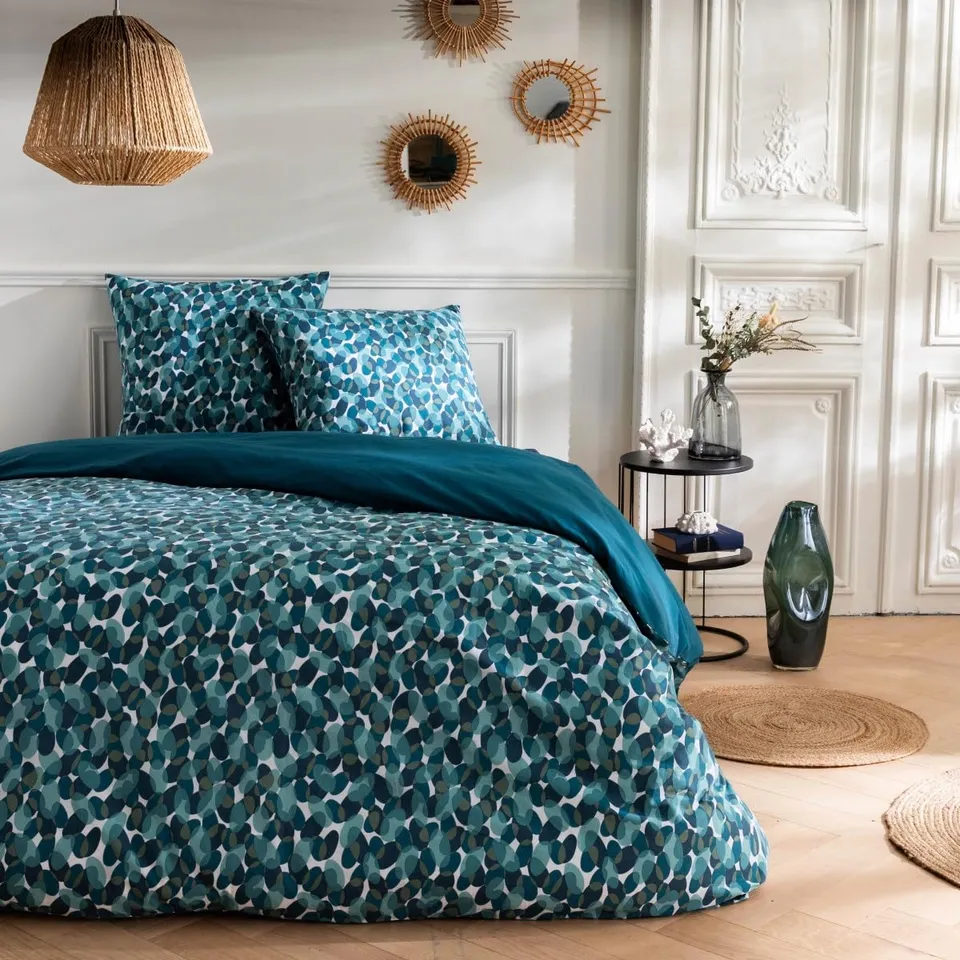 LEVASSEUR Nelly parure de lit coton bleu canard 260x240cm