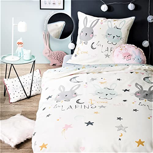 Future Home Lapin Coussin Enfant Coton 35x35cm Rose Bleu