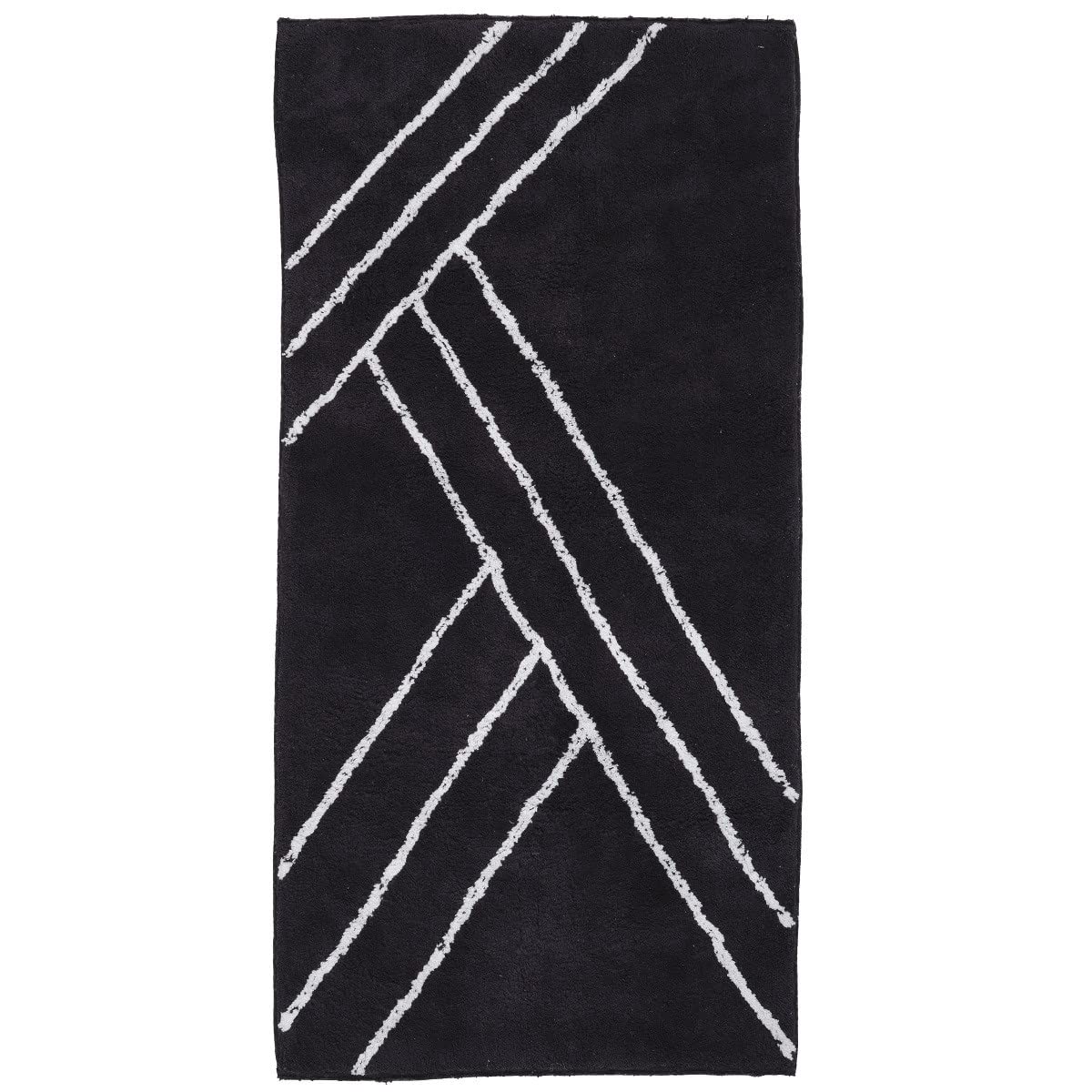LEVASSEUR Neo Tapis de bain coton noir géométrique 60x120cm