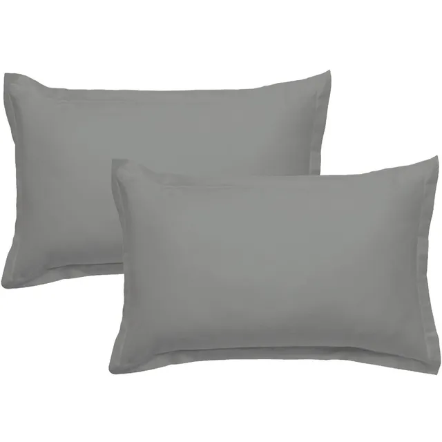LEVASSEUR Linge de lit taie d’oreiller 50x70 gris lot 2 coton