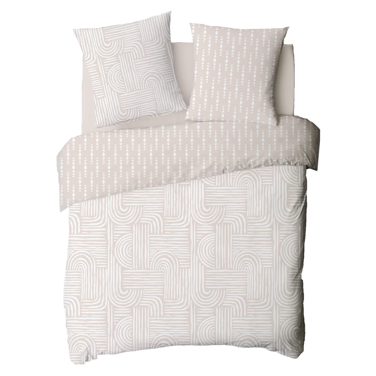 Levasseur Fado Arche parure de lit coton beige 240x220cm