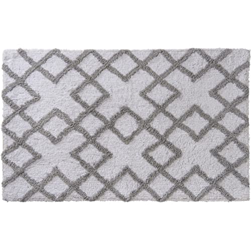 LEVASSEUR Sol Croisy tapis coton blanc 50x80cm losanges