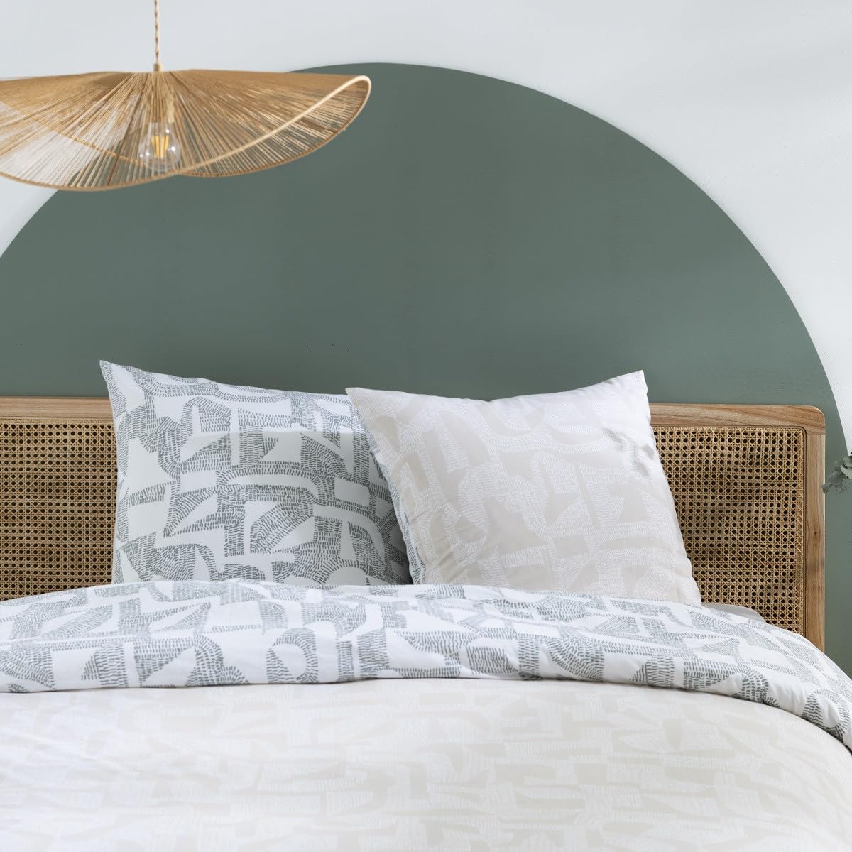 Levasseur Linge de lit Maya parure de lit coton vert 240x220