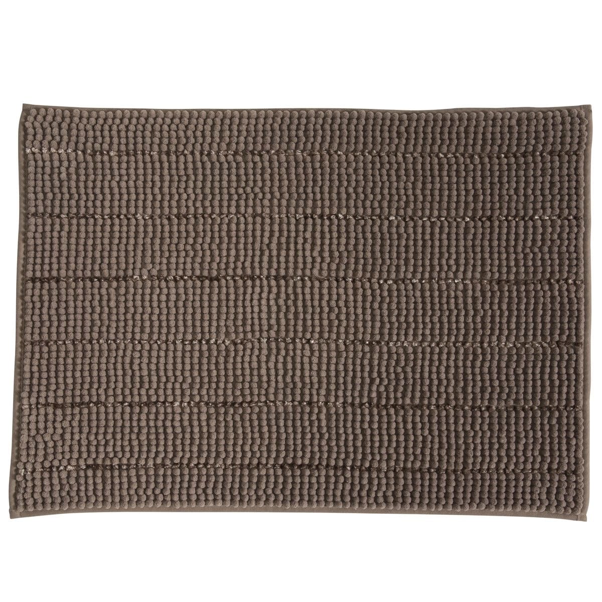 Levasseur Stripy Chenille tapis de bain taupe 50x70cm antidérapant