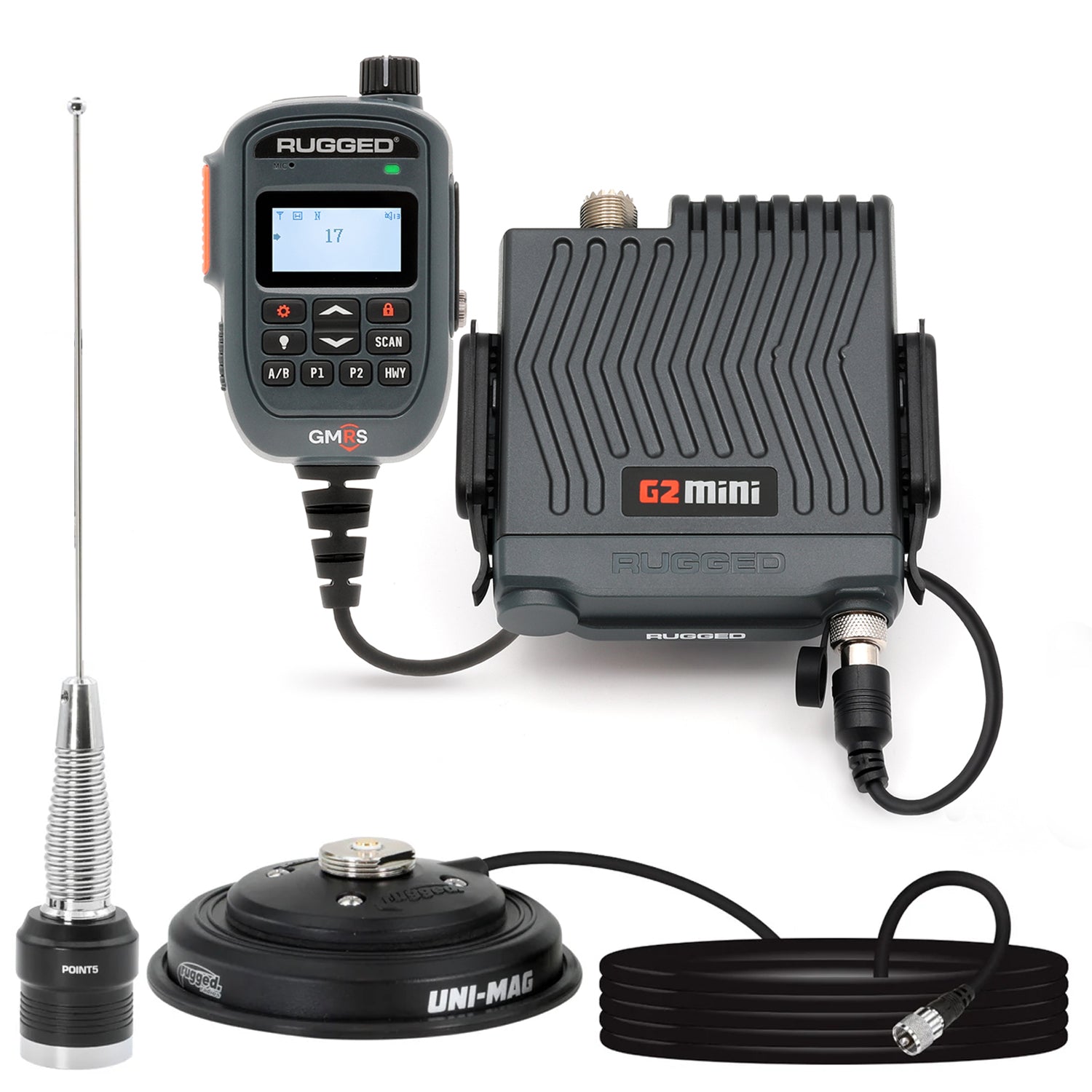 Rugged Air G2 Mini radio mobile GMRS 30W kit antenne