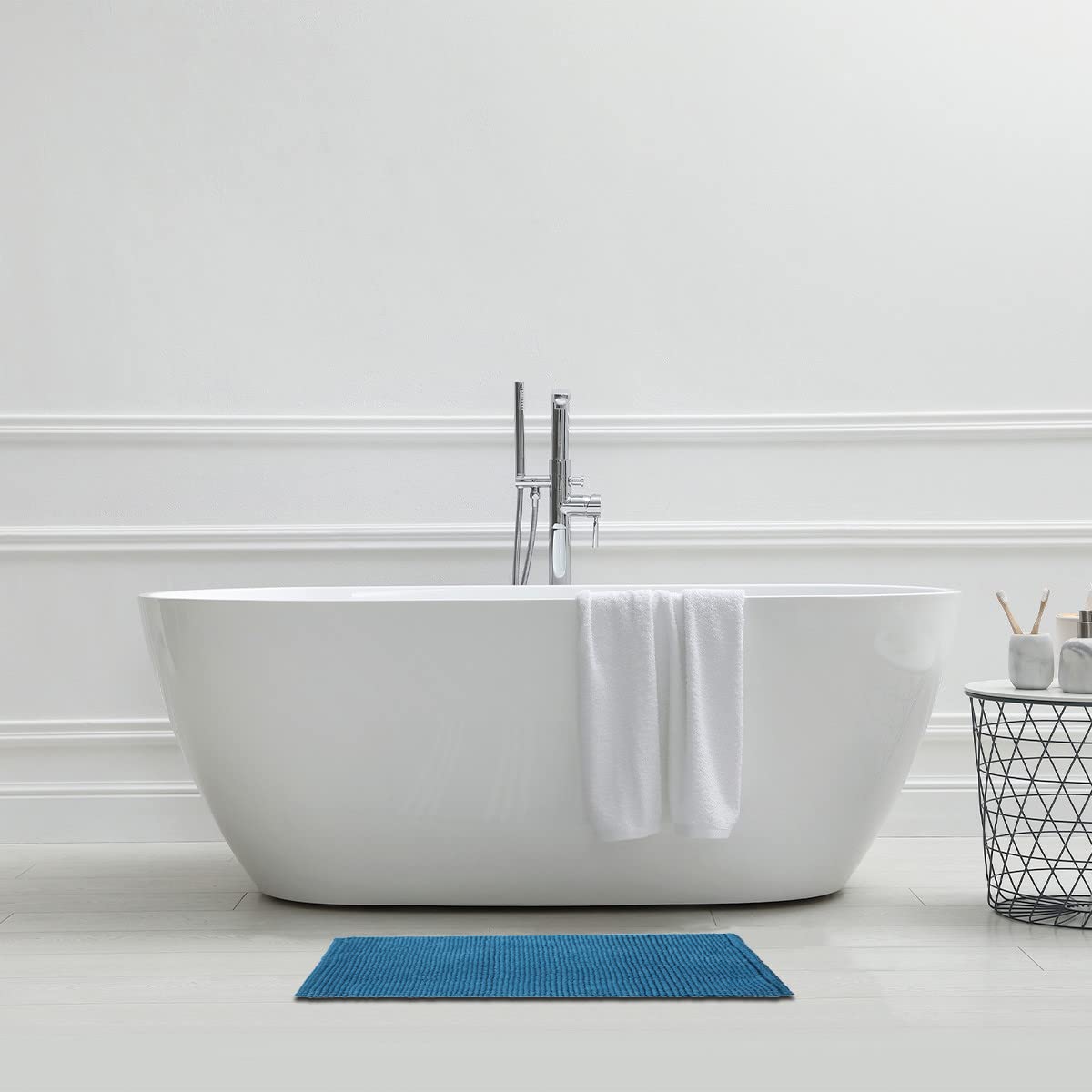 Levasseur Bali Tapis de bain 50x80cm bleu polycoton