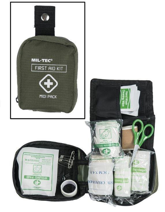 Mini pack premier secours kaki trousse pilote 11 pièces