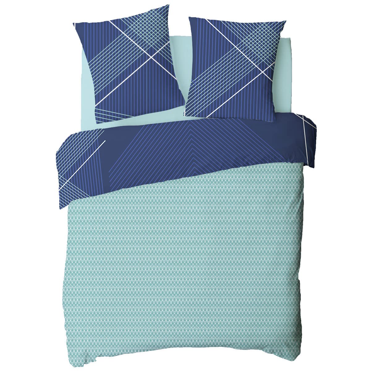 Future Home parure de lit 260x240 bleu coton 57 fils Oeko-Tex