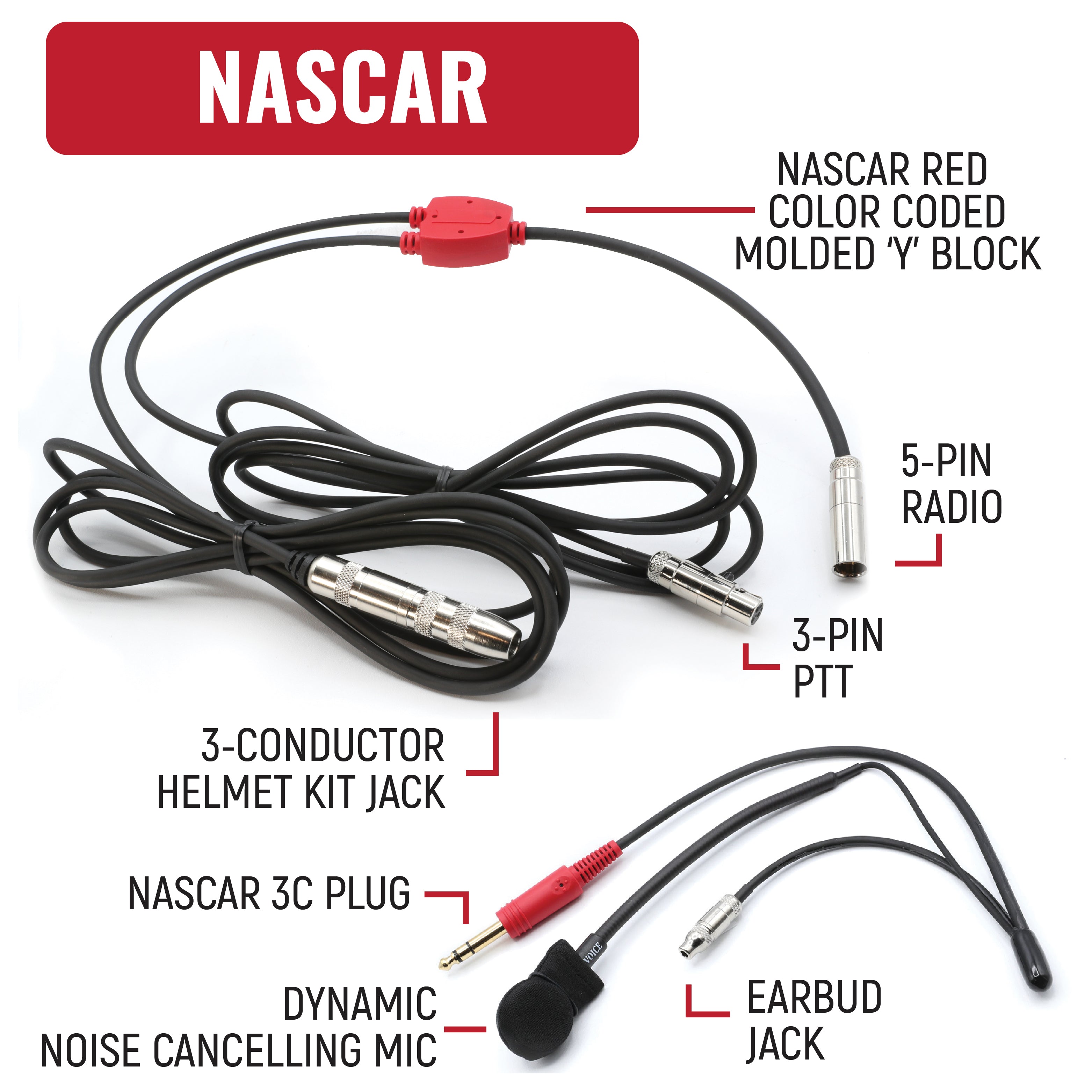 Rugged Air Intercoms kit NASCAR pilote radio V3 + harnais 3C