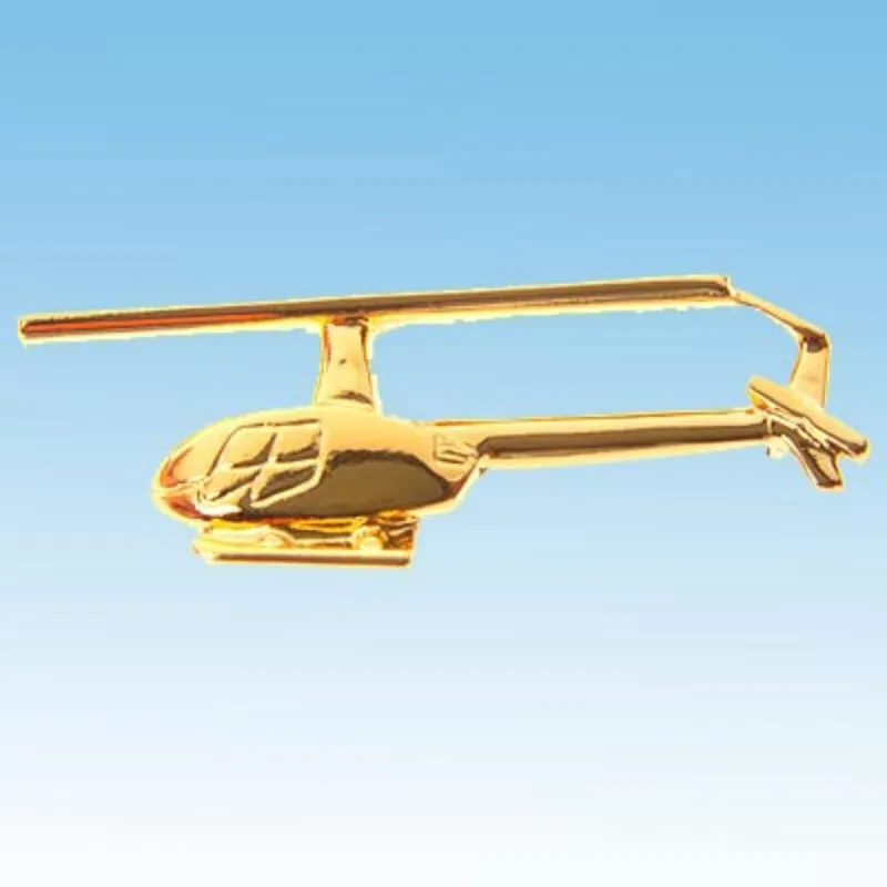 Pin's hélicoptère R44 Robinson doré or fin 2,5 cm