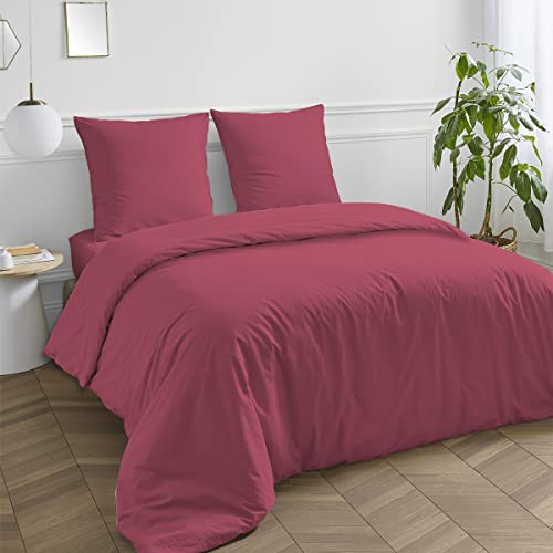 LEVASSEUR 57 fils taie oreiller coton rose fuchsia 50x70cm
