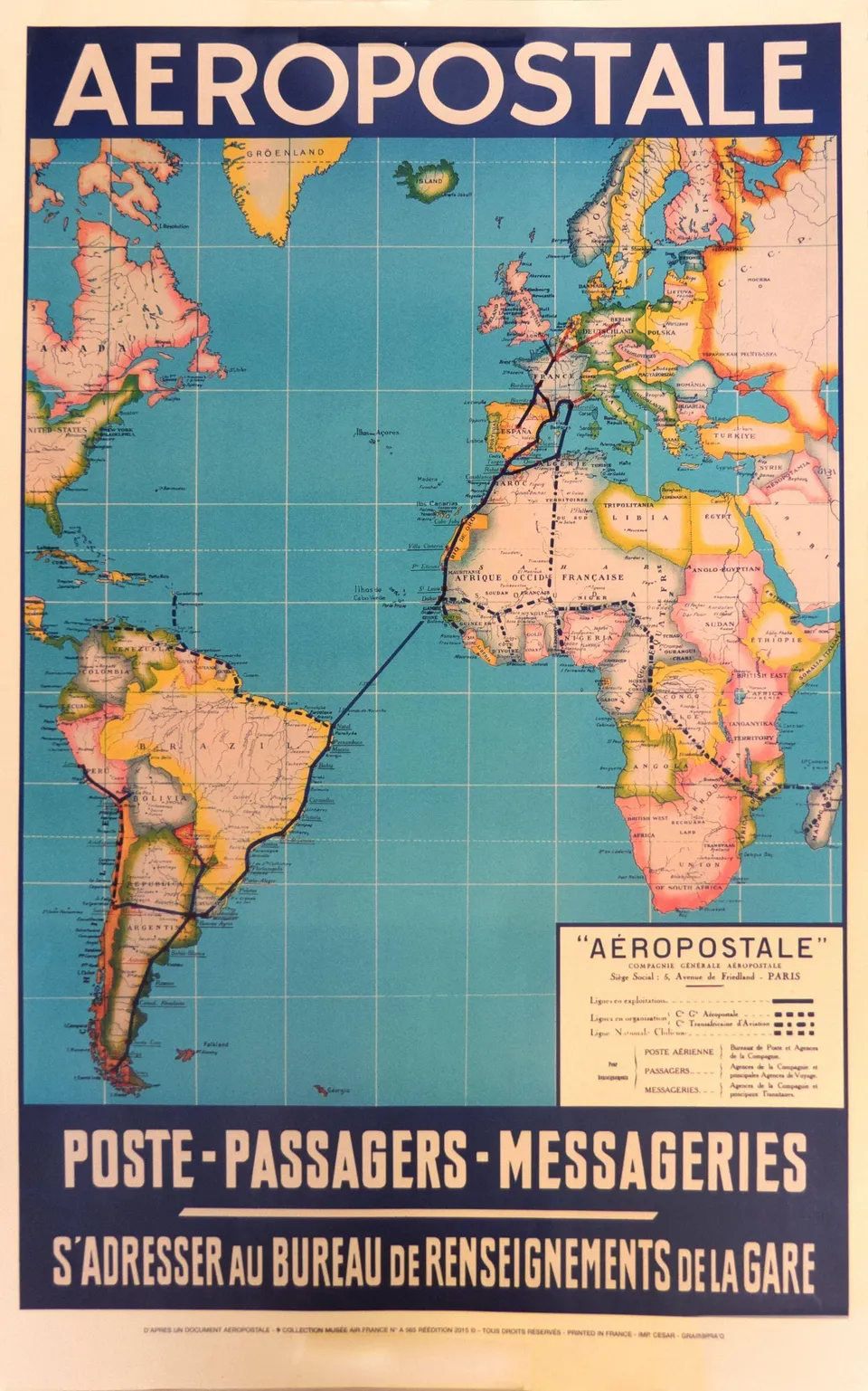 Musée Air France affiche Aéropostale 50x70 cm