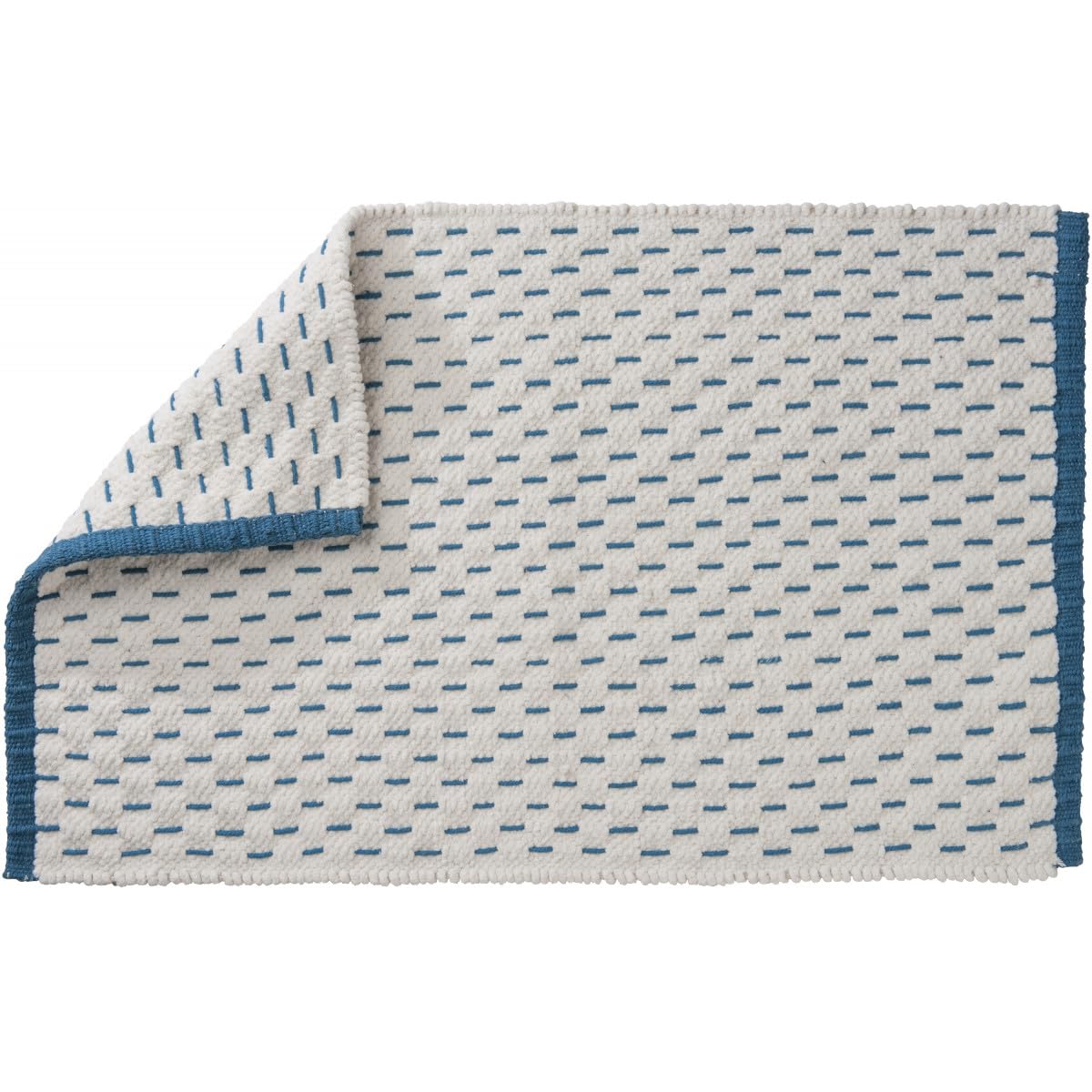 Levasseur Camino Tapis Coton 50x80 cm Pétrole Réversible