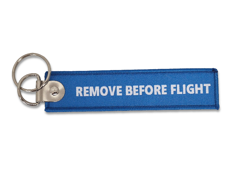 Porte-clés flamme Born to fly bleu 13x3 cm