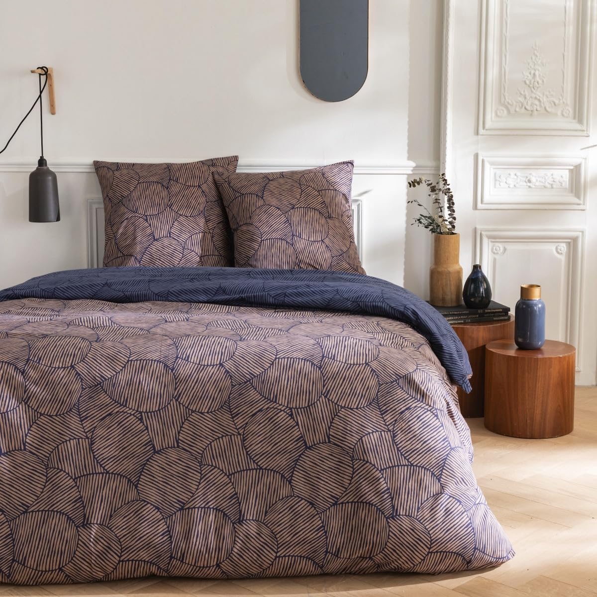 LEVASSEUR Ninon parure de lit coton bleu 240x220cm imprime