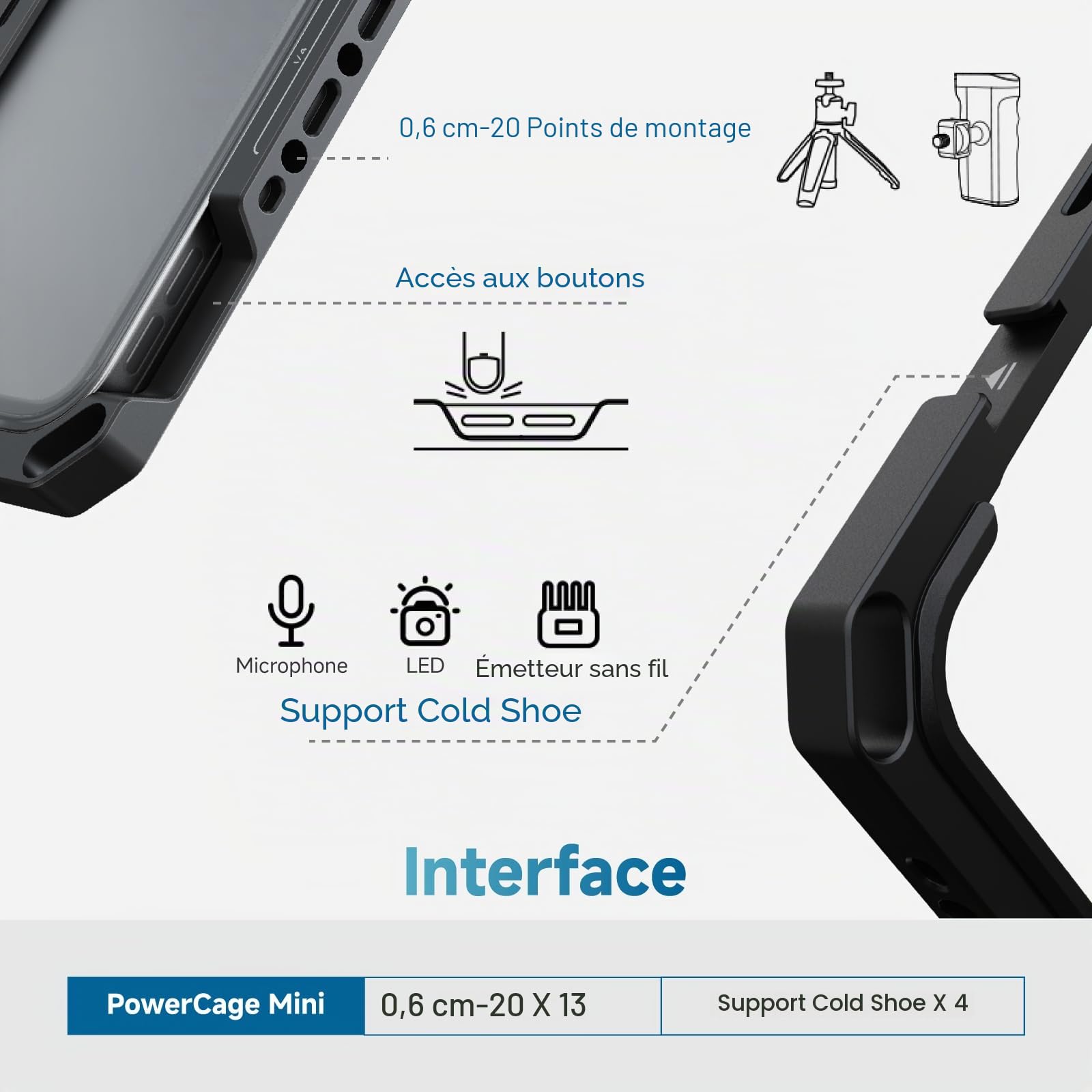 Accsoon PowerCage Mini Cage iPad Mini 6 A17 Pro 8,3 pouces NP-F